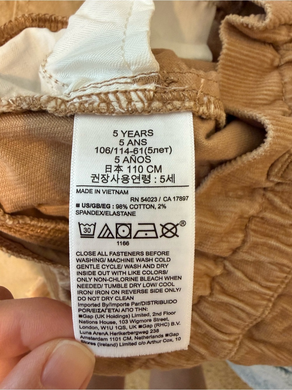 NWT Gap Kids Girls Brown Corduroy Pant 5 5T Ruffle Waist Stretch Cotton - Picture 8 of 11